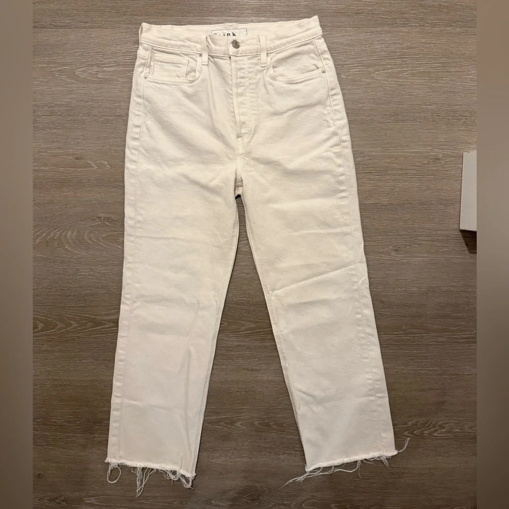 Frank & Eileen Monaghan High Rise Straight Crop Jeans Ivory Ecru 30 - Picture 2 of 15